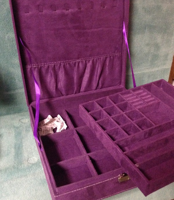 šperkovnice 2patrová 8,5x26x26cm fialová-1