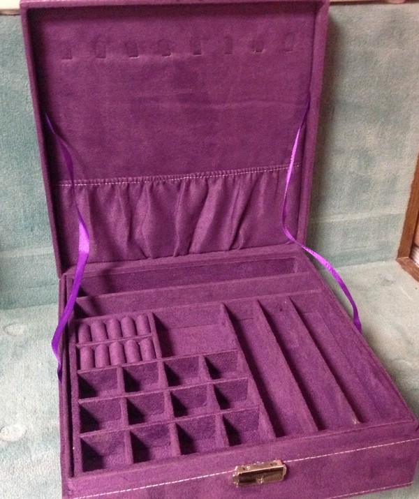 šperkovnice 2patrová 8,5x26x26cm fialová-2