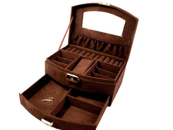 šperkovnice 2patrová 20x15x10cm švestková fialová-