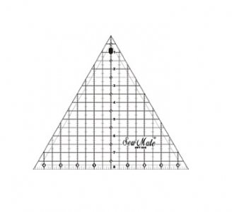 patchworkové pravítko - trojúhelník 9x8 černé rysky