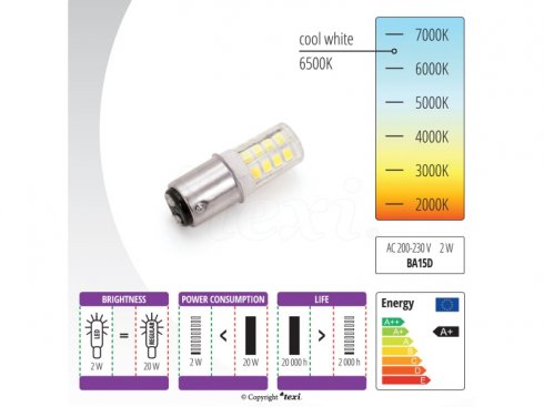 žárovka bajonet LED BA15D, 240V/2W