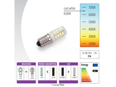 žárovka E14 závit 240V/2W LED - šicí stroje Veritas,Lada